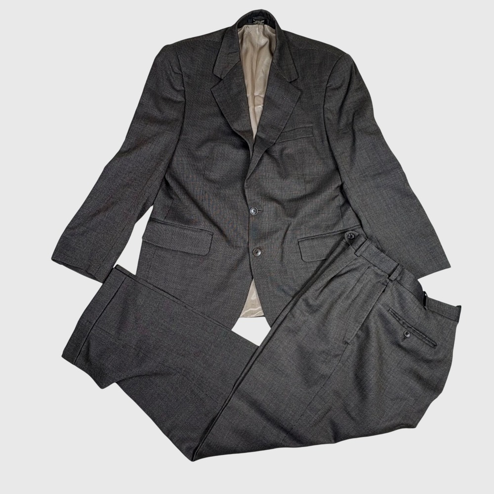 Innocenti Tom James Suit Mens‎ 41R 34x30 Brown 100% Wool Two Button Blazer Pant